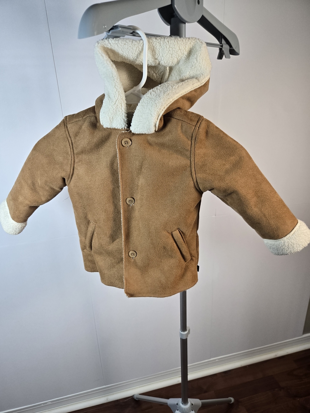 Baby B'Gosh .Kids Faux-Suede Hooded Coat with Sherpa Lining - Tan